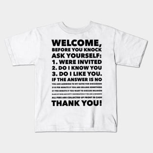 New Parent Life Hack- Sign to Hang at Your Front Door- Snark Kids T-Shirt